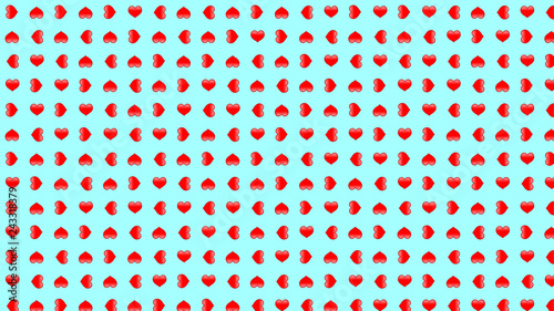 Simple 3d small hearts on light blue background, large size texture