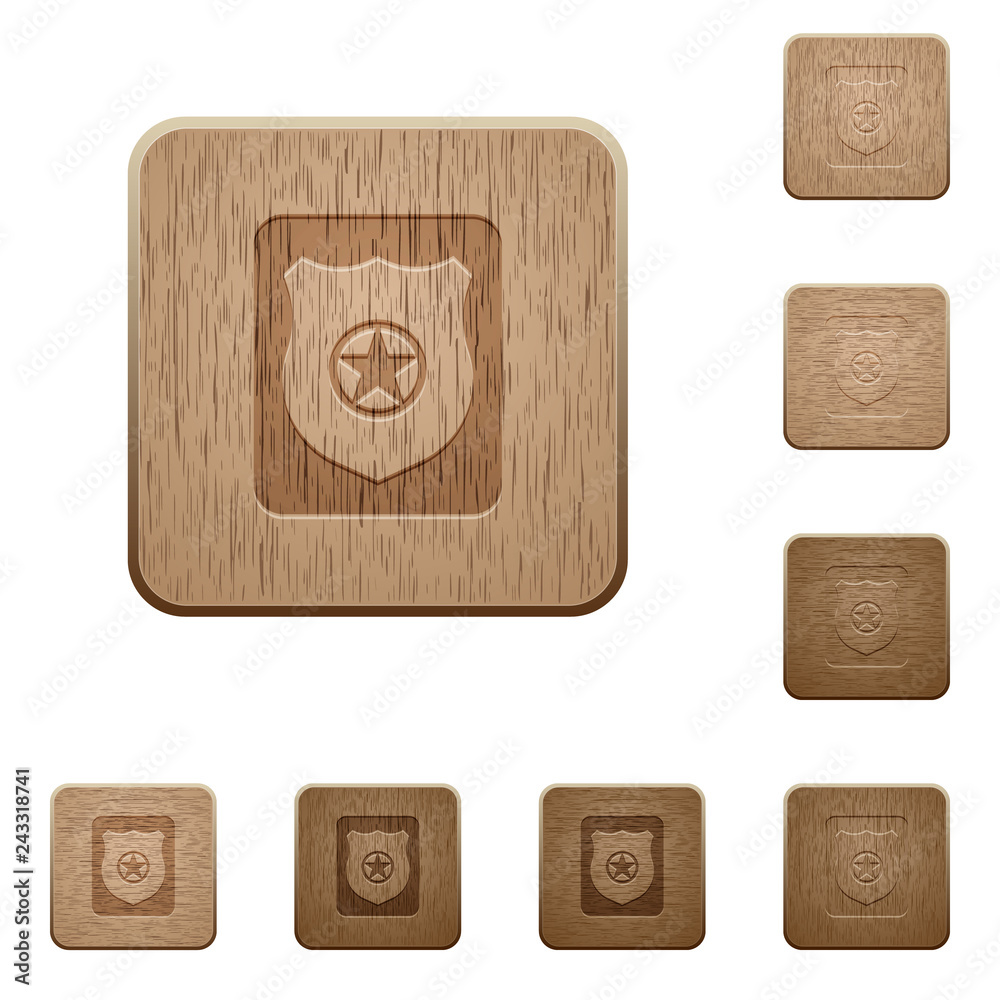 Police badge wooden buttons Police badge wooden buttons