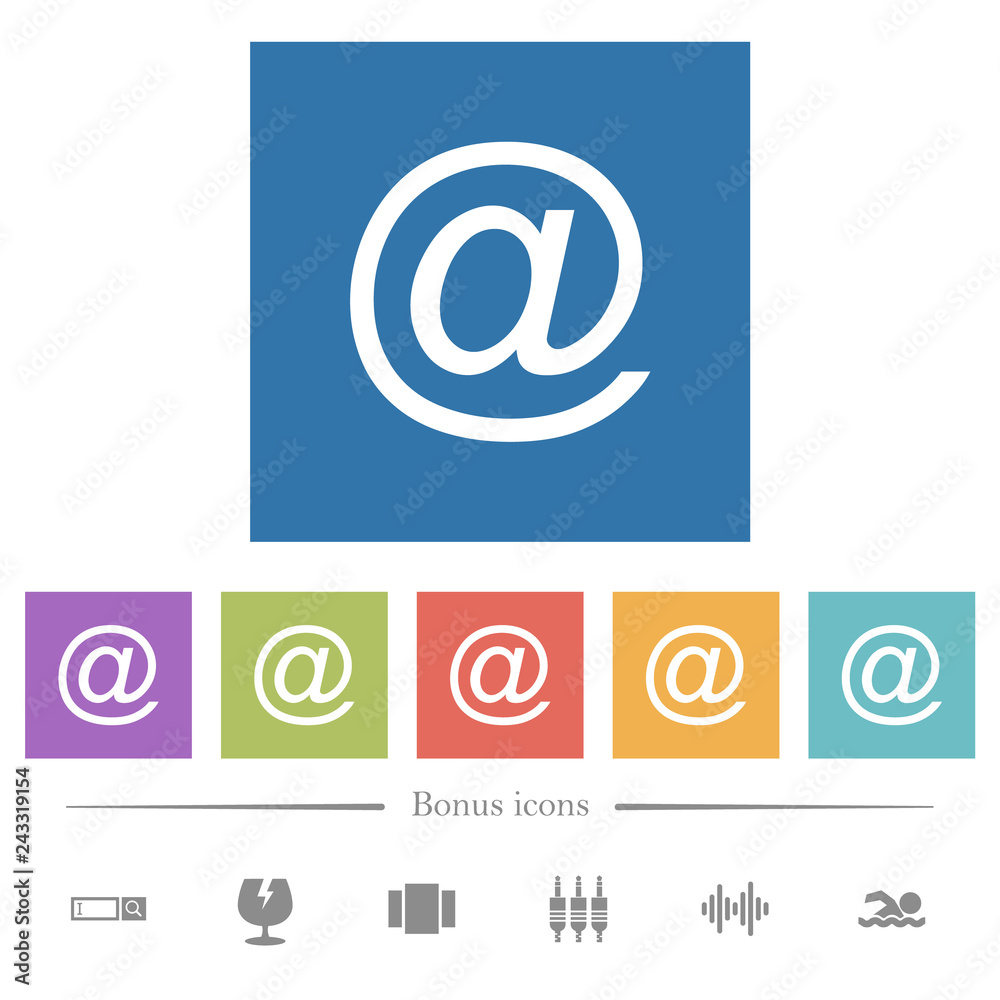 Single email symbol flat white icons in square backgrounds Single email symbol flat white icons in square backgrounds