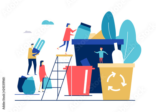 Waste sorting - flat design style colorful illustration
