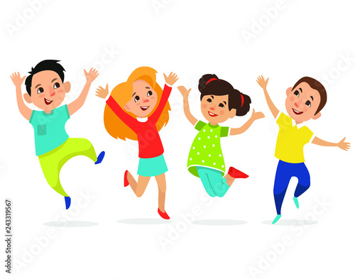 Happy school multiracial children