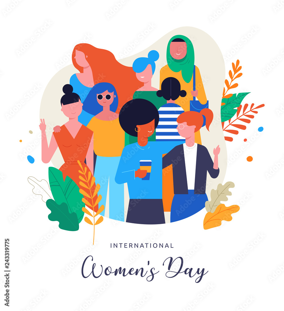 International Women s Day. Vector illustration, card, poster, flyer and banner. - obrazy, fototapety, plakaty 