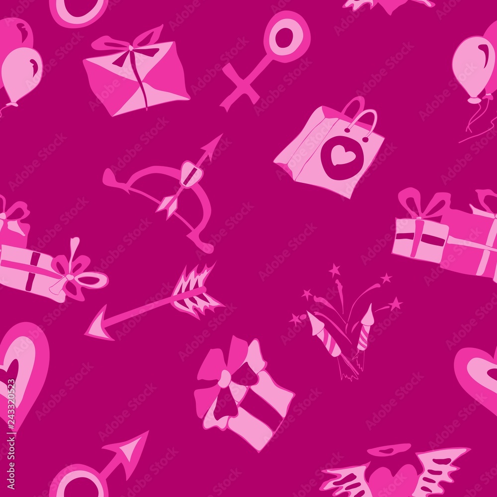 plastic pink pattern on valentines day with a bunch of elements plastic pink pattern on valentines day with a bunch of elements