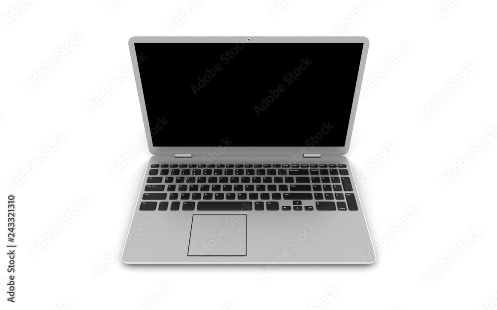 Laptop with digital blank screen isolated on white background, 3d rendering Laptop with digital blank screen isolated on white background, 3d rendering
