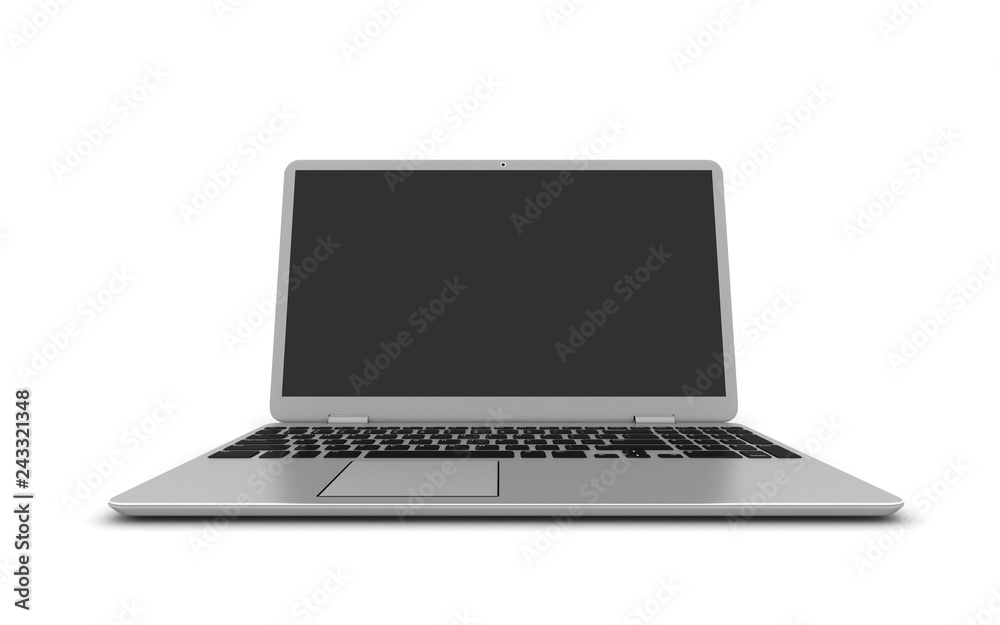Laptop with digital blank screen isolated on white background, 3d rendering Laptop with digital blank screen isolated on white background, 3d rendering