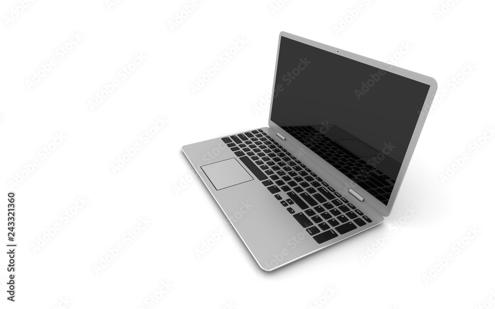 Laptop with digital blank screen isolated on white background, 3d rendering Laptop with digital blank screen isolated on white background, 3d rendering