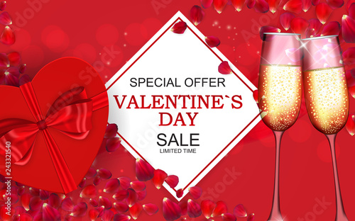 Valentines Day Sale, Discont Card. Vector Illustration. EPS10