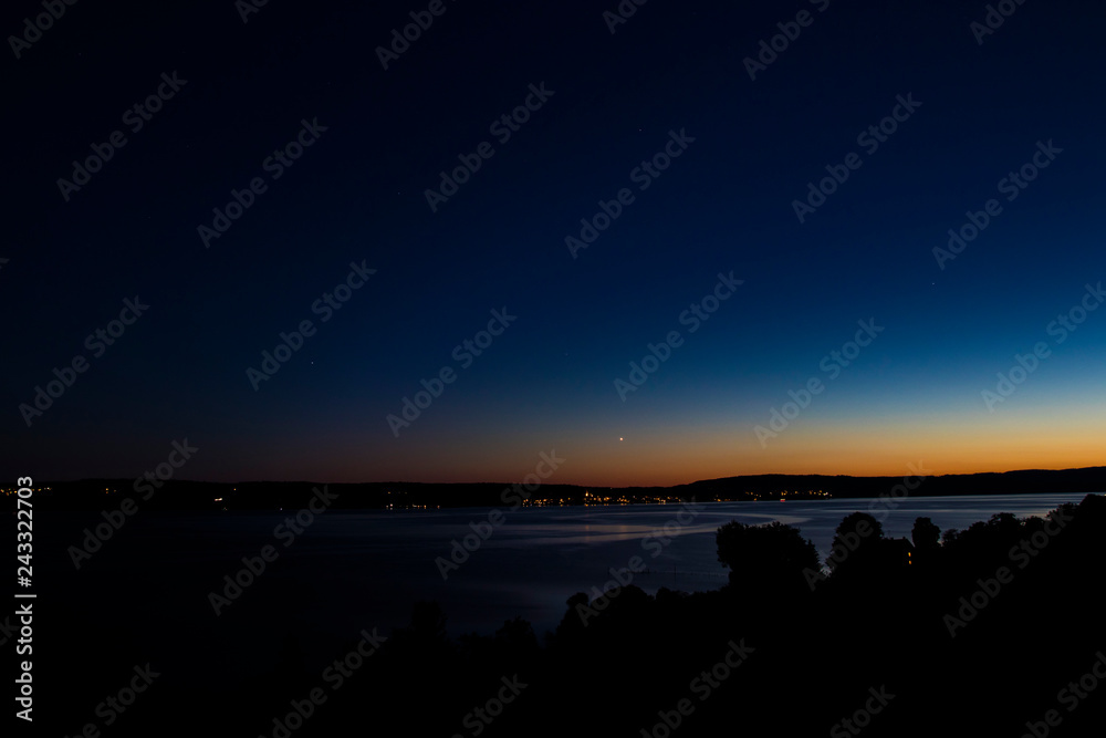 Sunset view over the german Bodensee lake