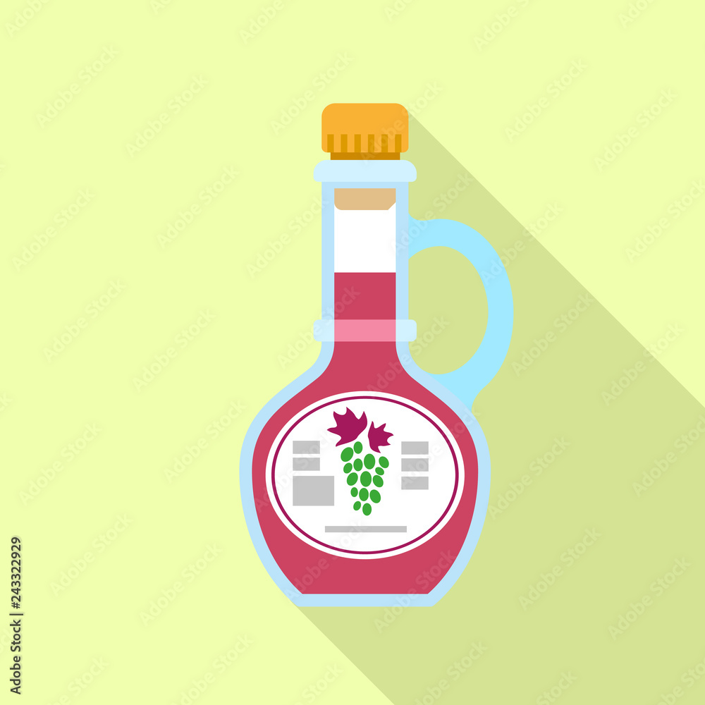 Grape vinegar bottle icon. Flat illustration of grape vinegar bottle vector icon for web design Grape vinegar bottle icon. Flat illustration of grape vinegar bottle vector icon for web design