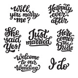 Set of wedding lettering quotes