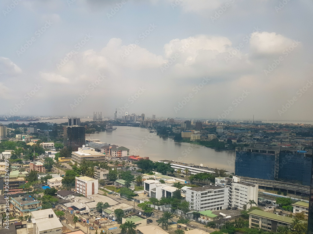 Beautiful view of Lagos City, Nigeria. Lagos Skyline and Aerial View.