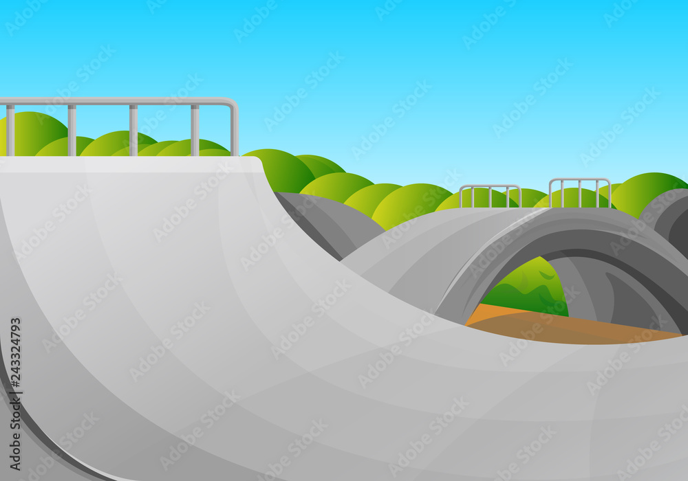 Vecteur Stock Sunny day skate park concept background. Cartoon illustration  of sunny day skate park vector concept background for web design | Adobe  Stock