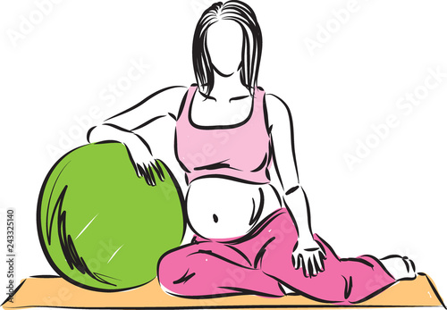 pregnant woman yoga fitness vector illustration