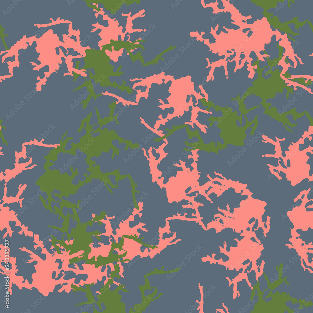 UFO camouflage of various shades of blue, green and pink colors UFO camouflage of various shades of blue, green and pink colors