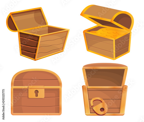 Dower chest icons set. Cartoon set of dower chest vector icons for web design