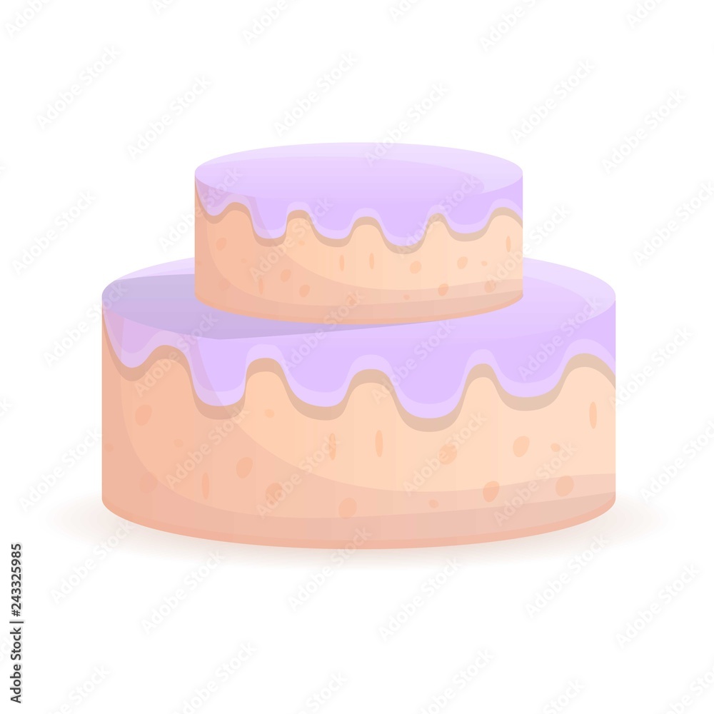 Double deck cake icon. Cartoon of double deck cake vector icon for web design isolated on white background Double deck cake icon. Cartoon of double deck cake vector icon for web design isolated on white background