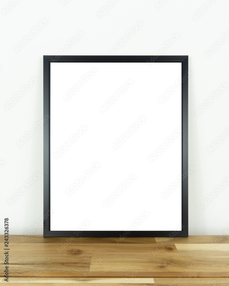 Stylish thin black blank frame. Modern home decor. Mock up. Isolated