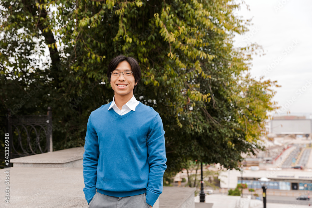 Fototapeta premium Confident smiling asian businessman standing