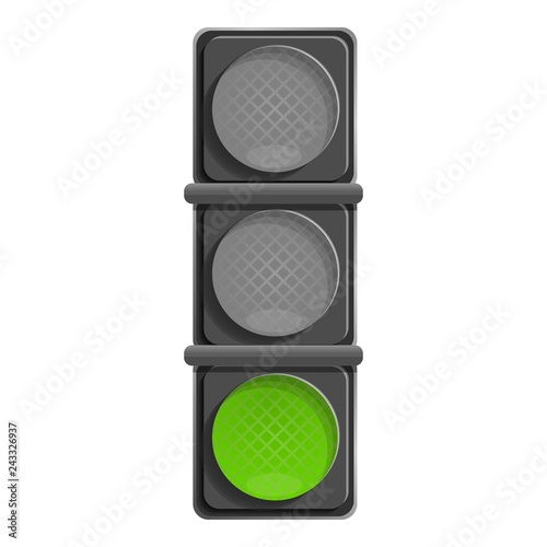 City green traffic light icon. Cartoon of city green traffic light vector icon for web design isolated on white background