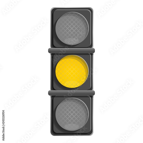 City yellow traffic light icon. Cartoon of city yellow traffic light vector icon for web design isolated on white background