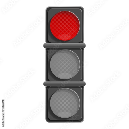 City red traffic light icon. Cartoon of city red traffic light vector icon for web design isolated on white background