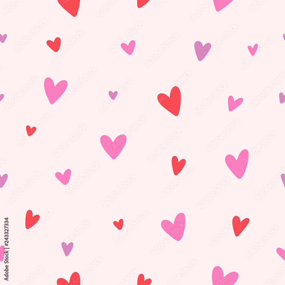 Vector seamless pattern with hearts for wedding and St. Valentine's Day decoration. Beautiful pink and red hearts patternMobile