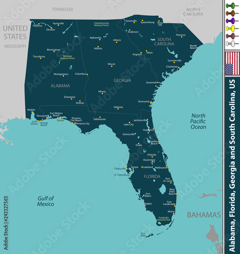 Alabama, Florida, Georgia and South Carolina