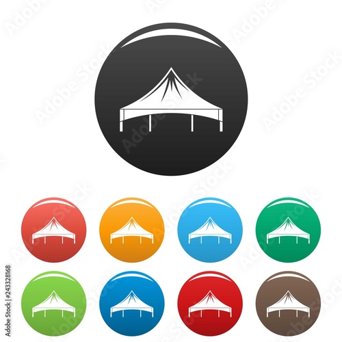 Festival tent icons set 9 color vector isolated on white for any design
