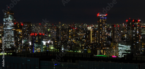 Tokyo city skyline with night light  and railway , japan © mathisa