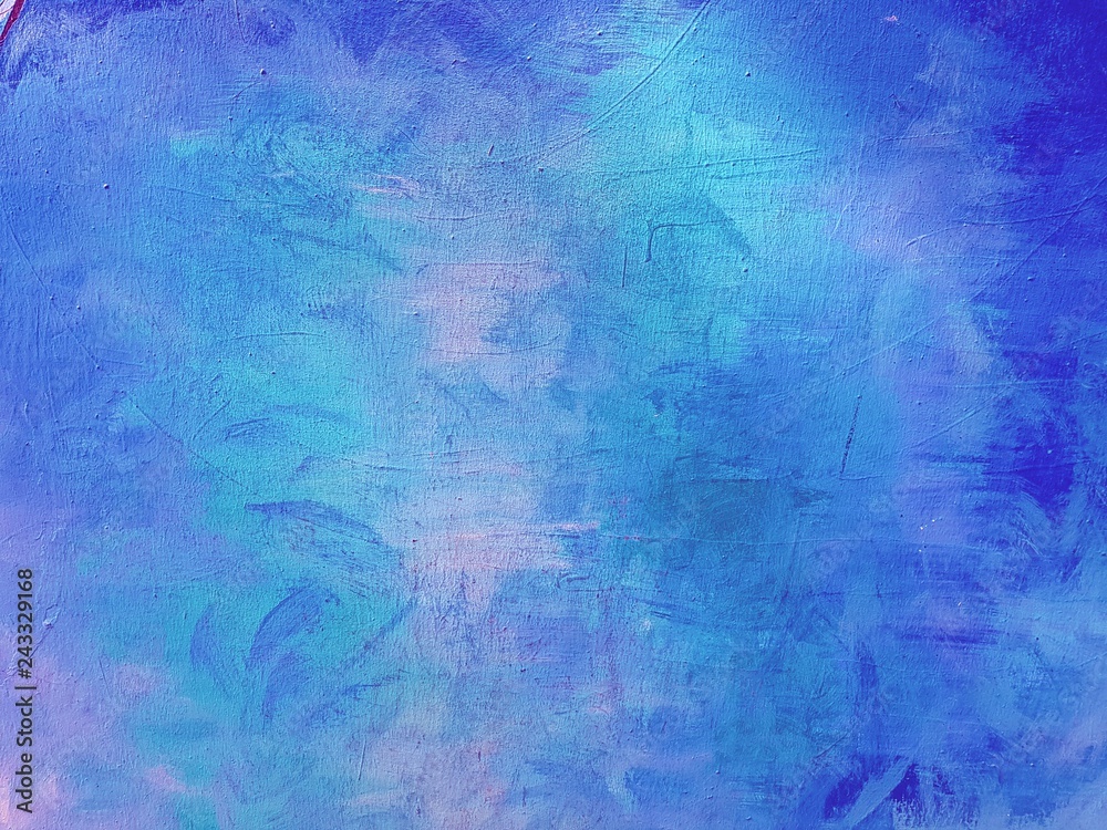 Blue Abstract Painted Background - Brush Strokes on Canvas Blue Abstract Painted Background - Brush Strokes on Canvas