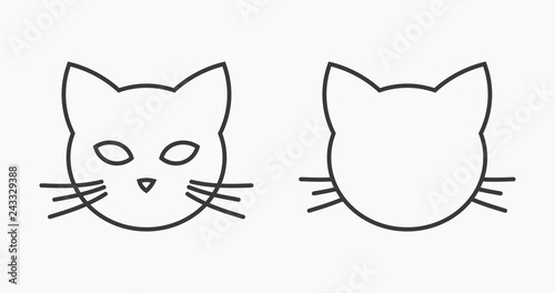 Cat head face line icons.