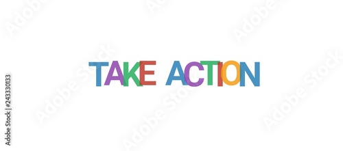 Take action word concept