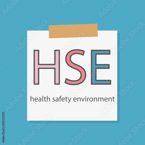 HSE Health Safety and Environment written on a notebook paper- vector illustration