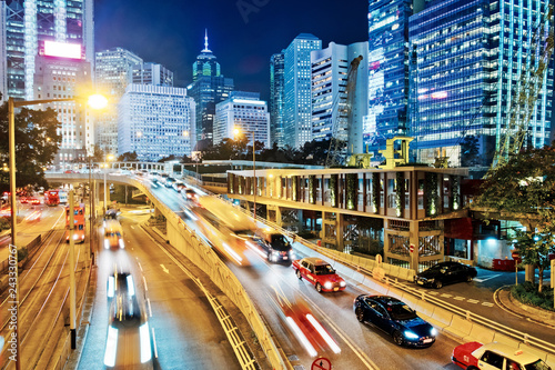 Photography Night Traffic in Hong Kong
