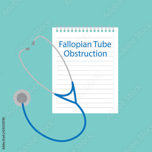 fallopian tubes obstruction written in a notebook- vector illustration