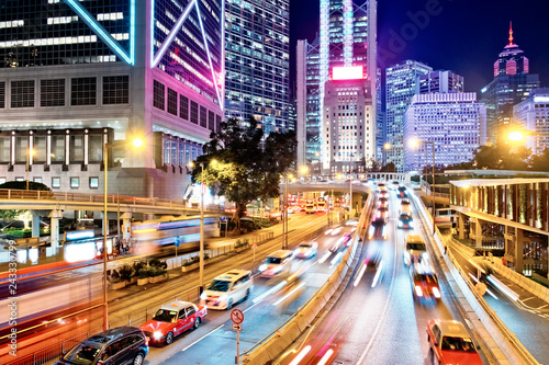 Night Traffic in Hong Kong photo