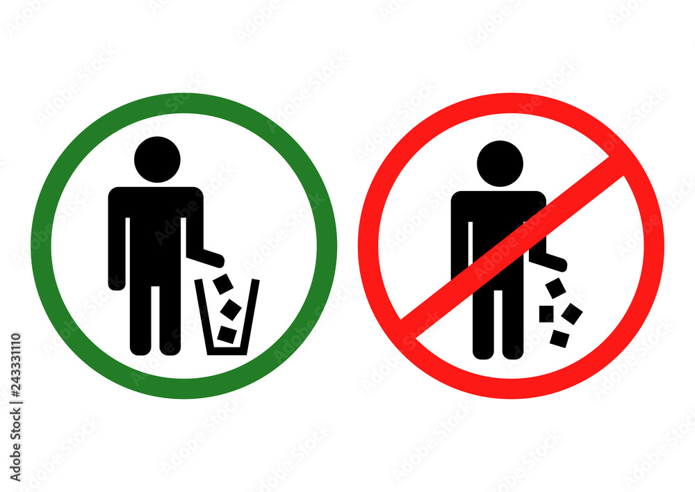 Circle No Littering Prohibited Sign, Icon or Label Isolate on White Background. Vector illustration Circle No Littering Prohibited Sign, Icon or Label Isolate on White Background. Vector illustration