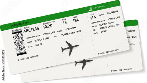 Realistic airline ticket or boarding pass design
