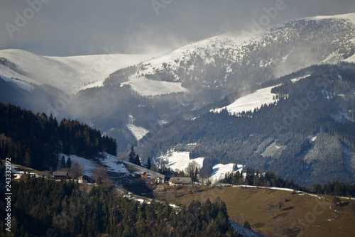 SCHNEESTURM IN DEN ALPEN . GLEINALPE photo