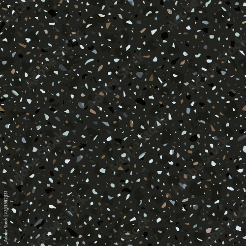 Terrazzo flooring vector seamless pattern in dark colors