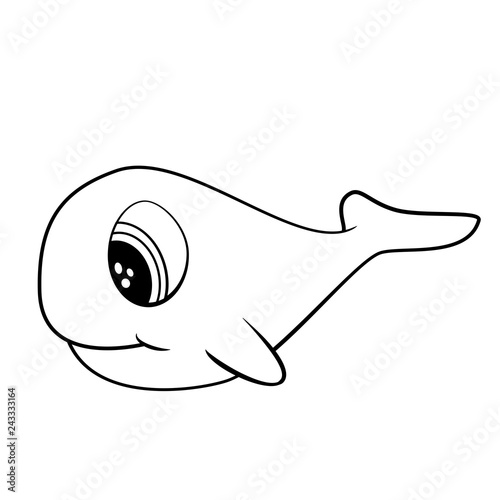 Cute Cartoon Doodle of a Black and White Whale Vector. EPS10 format.