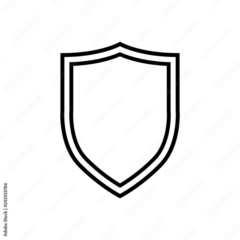 Shield line icon on white background Shield line icon on white background