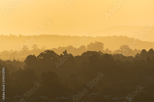 A golden sunset over the town of Howick, South Africa.
