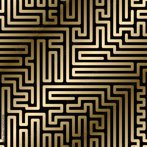 Seamless striped geometric luxury pattern - vector creative background. Gold gradient metallic design