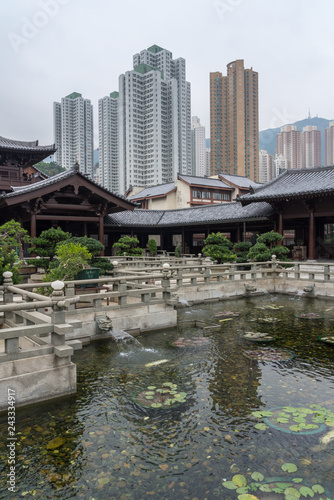 Temple in the Nan Lian Garden by Chi Lin Nunnery in Hong Kong