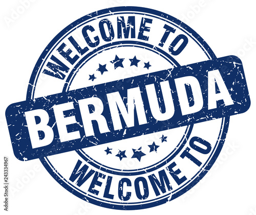 welcome to Bermuda blue round vintage stamp