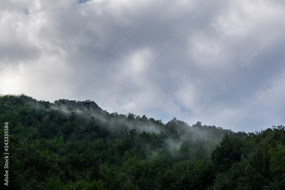 clouds and mist over mountains