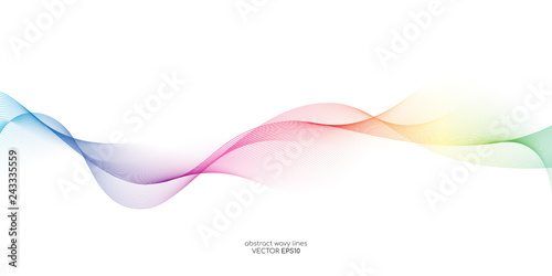 Abstract vector colorful wave line flowing isolated on white background for design elements in concept technology, music, science, A.I.