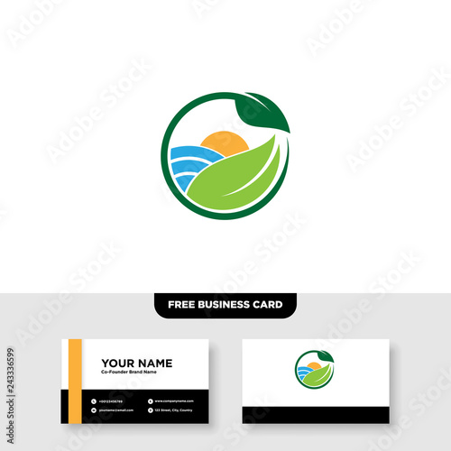 vector logo design for agriculture, agronomy, rural country farming field, natural harvest