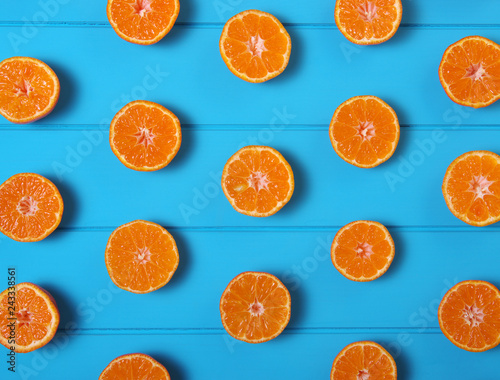Oranges on wood background